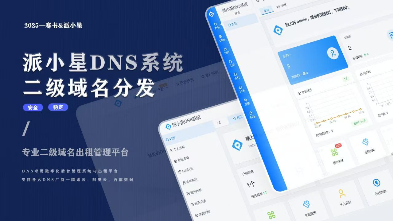 2025派小星DNS二级域名分发公测免费版源码-幻城云笔记